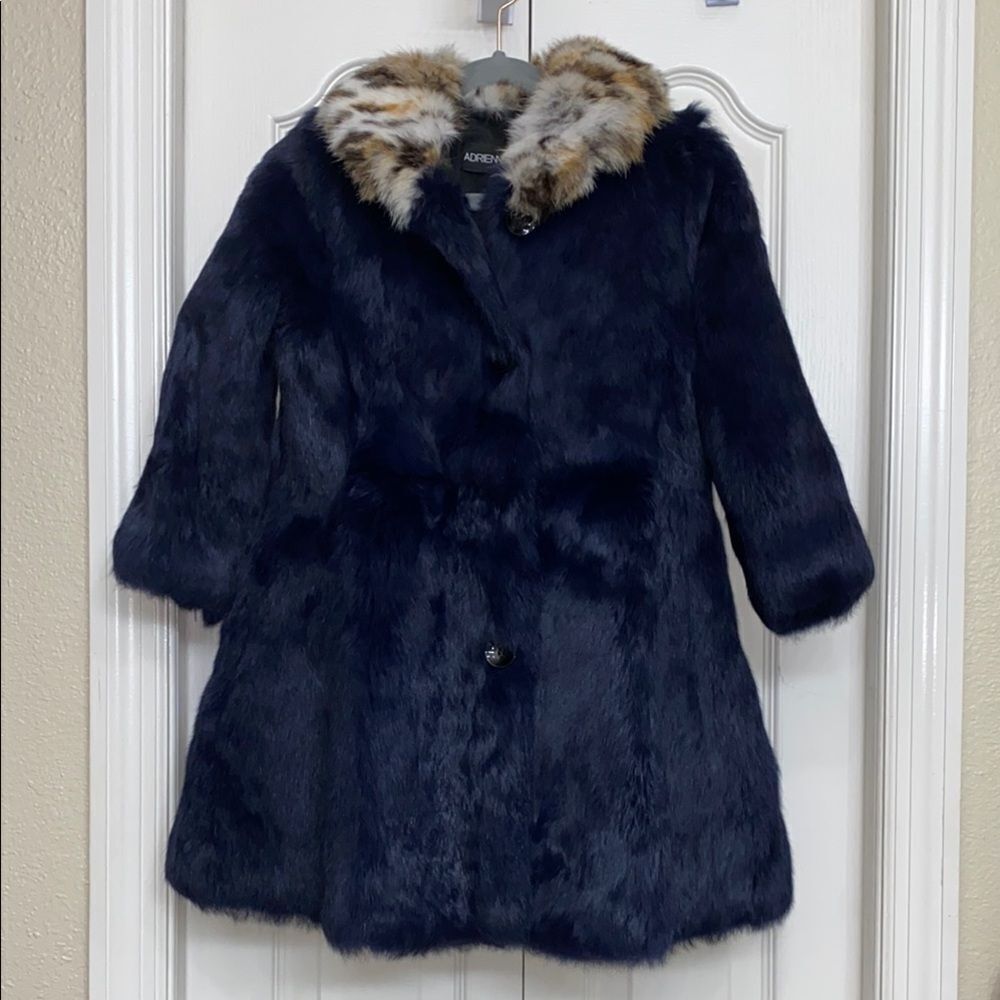 Adrienne Landau Real Rabbit Fur Coat for Kids Size 4/5